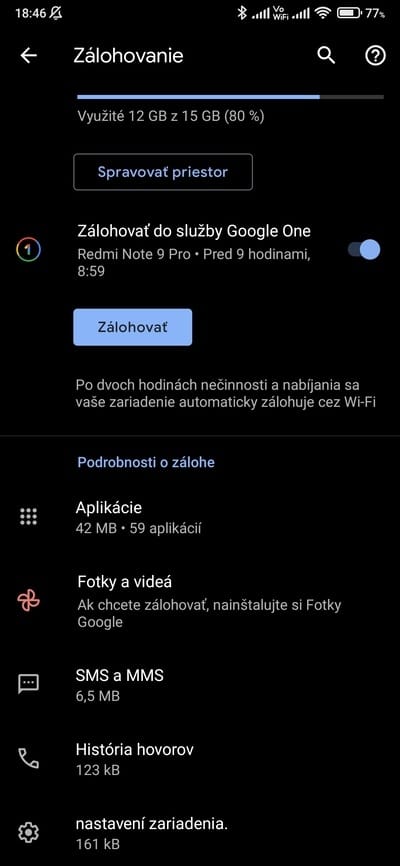 google záloha