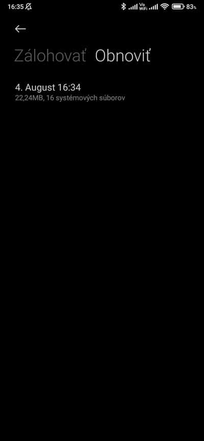 obnova zálohy 2