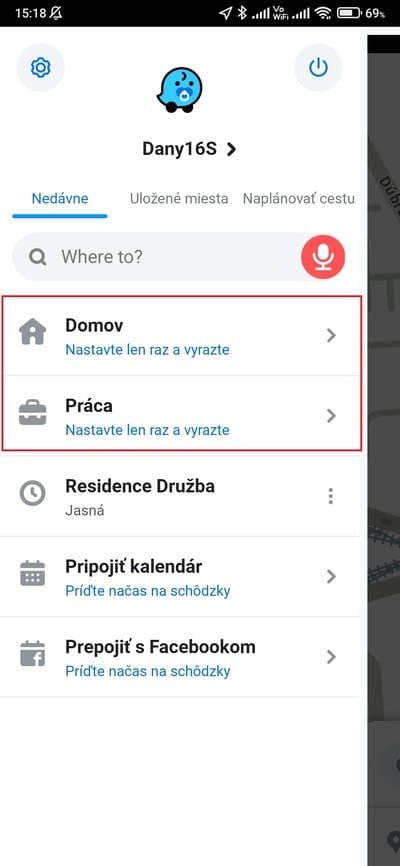 waze domov práca