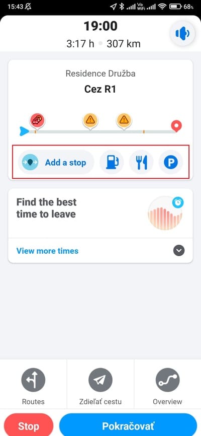 waze pridanie zastávky