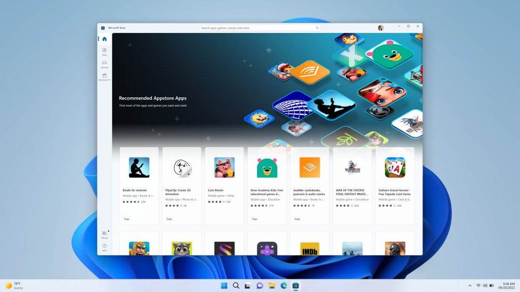 Amazo App Store vo Windows 11 obchod s Android aplikaciami