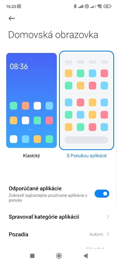 Domovská obrazovka MIUI