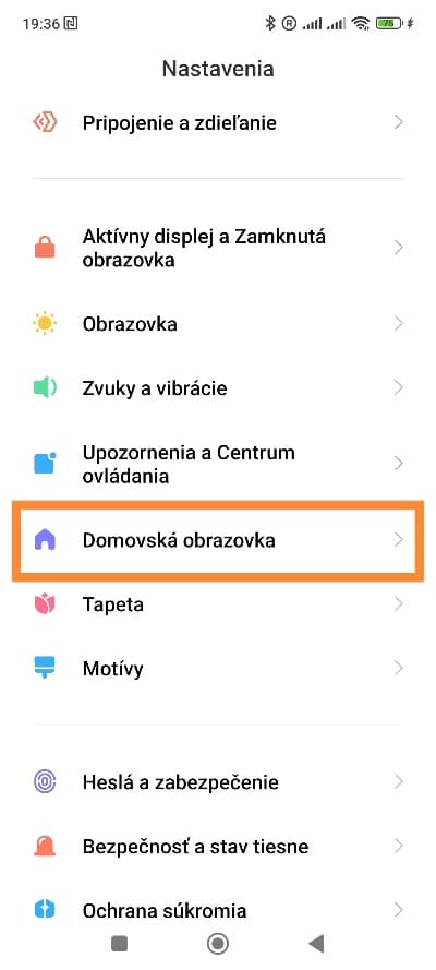 Domovská obrazovka úprava Xiaomi