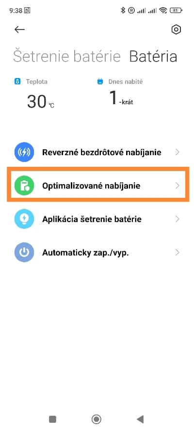 Optimalizované nabíjanie šetriť batériu MIUI