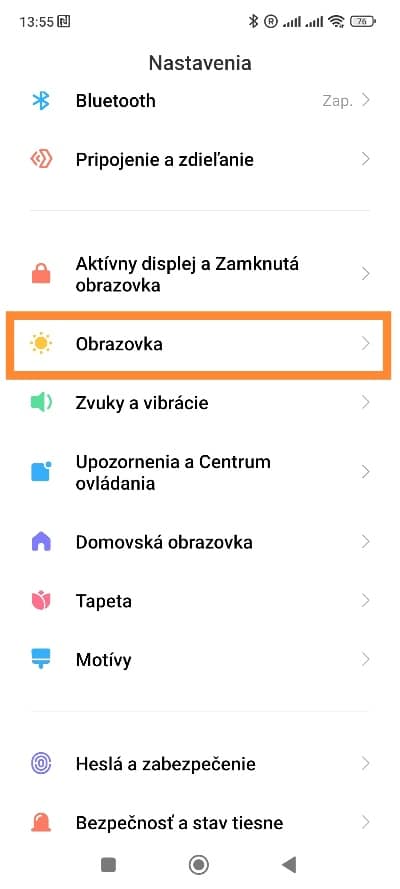 Xiaomi obrazovka úpravy