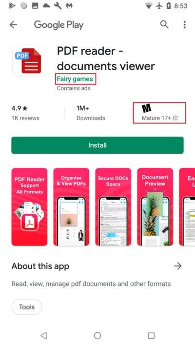 adware android PDF citacka dokumentov