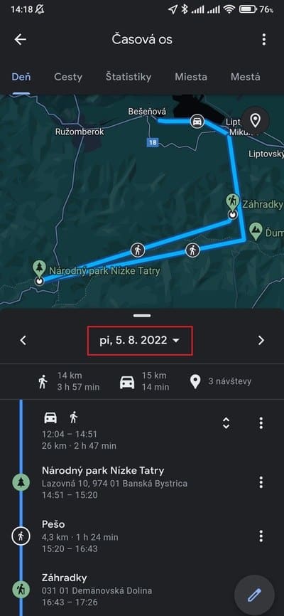časová os google mapy 2