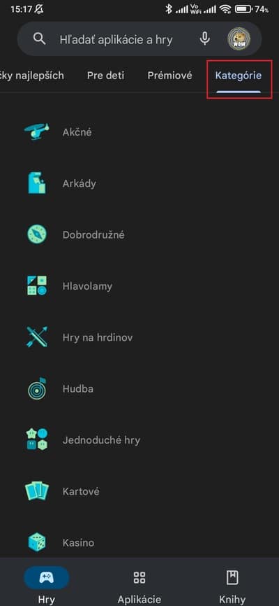 kategórie obchod play