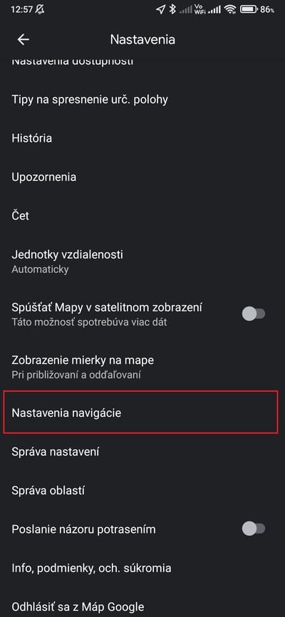 mapy nastavenia navigácie 1