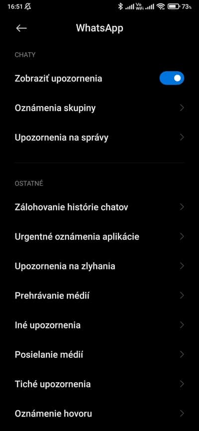 miui segmenty upozornení