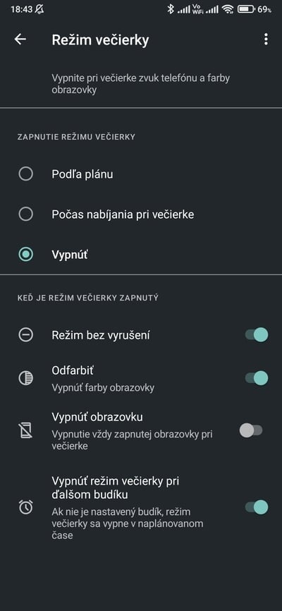 režim večierky