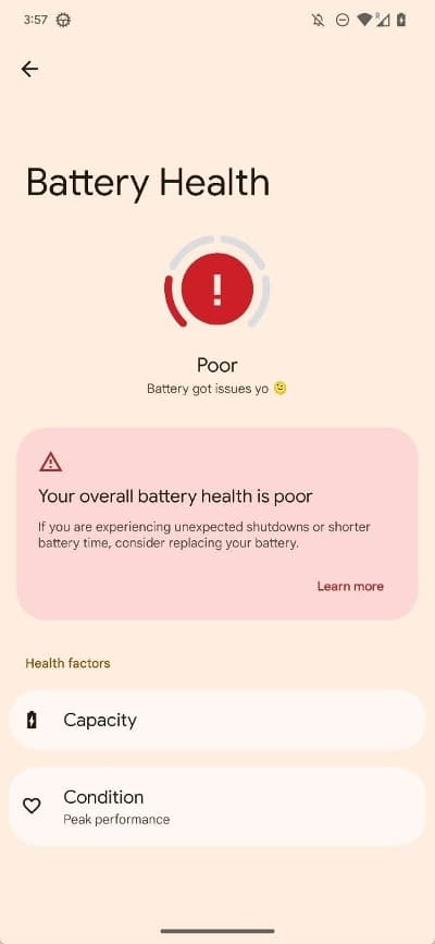 stav batérie Android 13