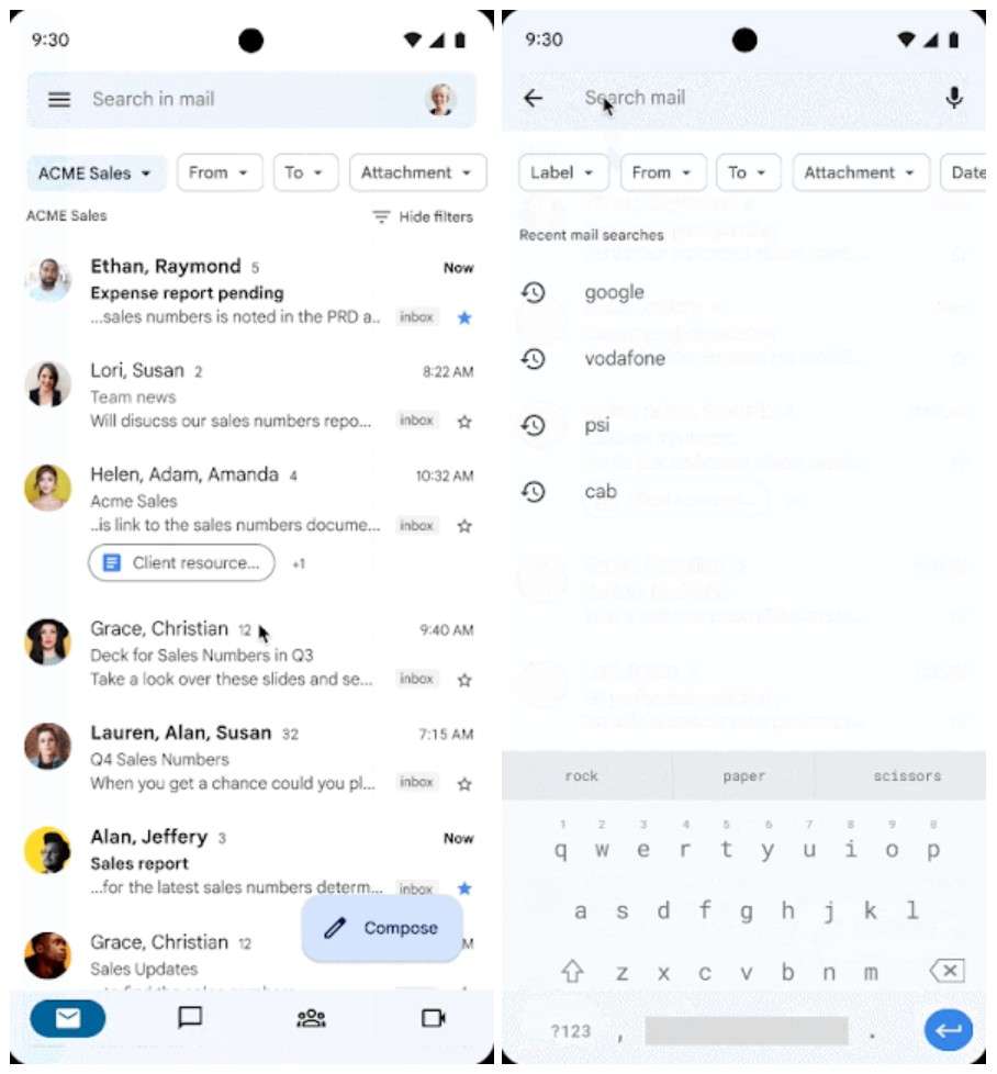 Gmail nove vyhladavanie