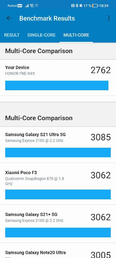 Honor 7 Geekbench test viacerych jadier