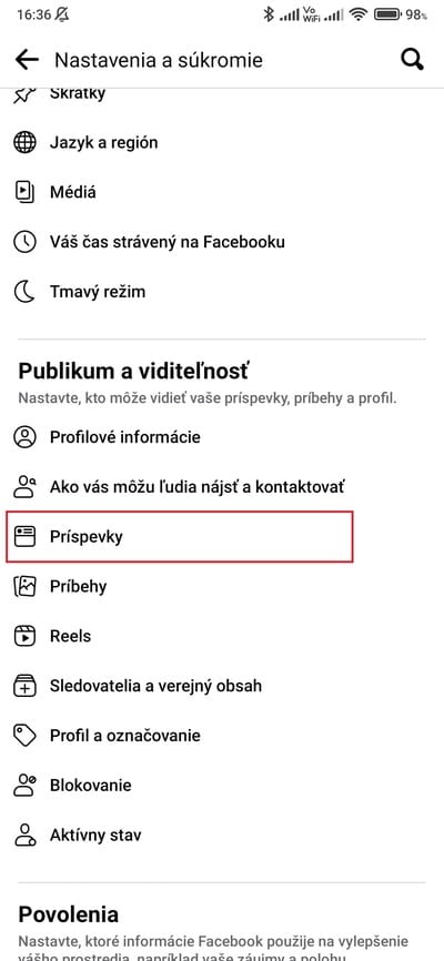 facebook príspevky nastavenie