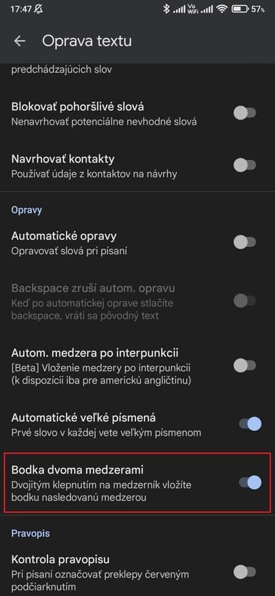 gboard autom. bodka