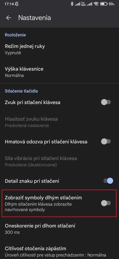 gboard špeciálne znaky 1
