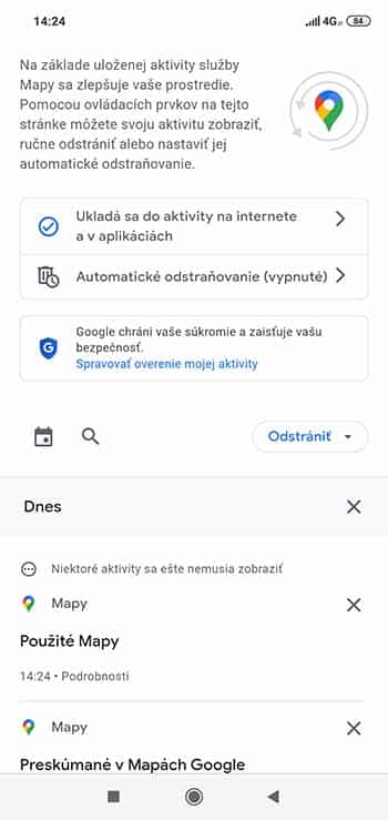 Ako vymazať históriu Google máp