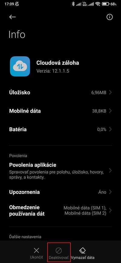 xiaomi deaktivovanie aplikácie