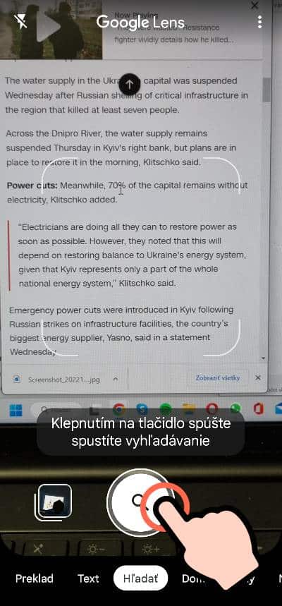 Prekladac viet Google Lens_navod 1