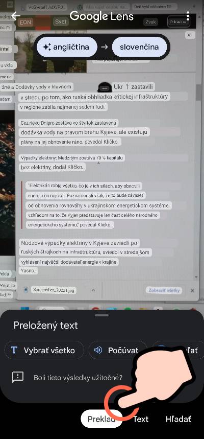 Prekladac viet Google Lens_navod 3