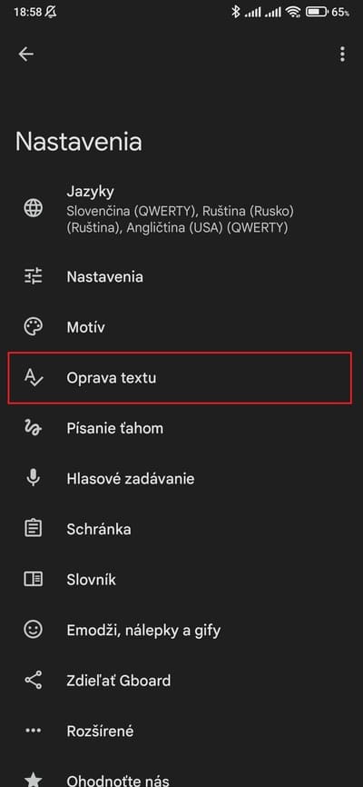 android oprava textu 1