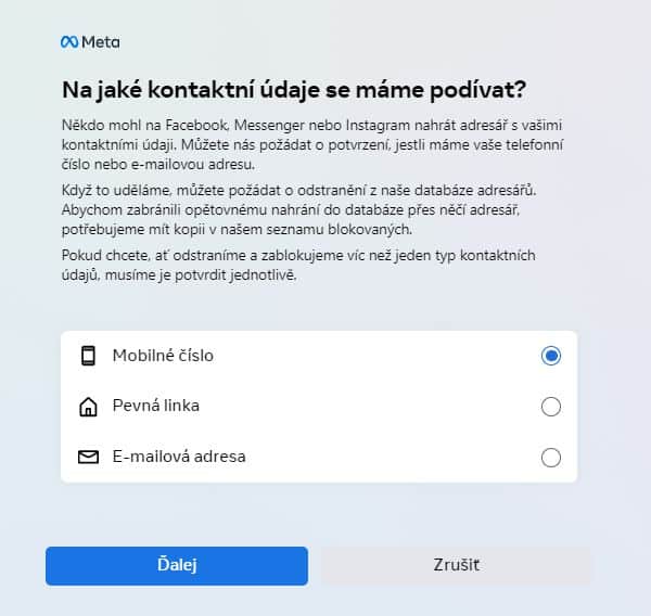 facebook ziadost o vymazanie mobilneho cisla