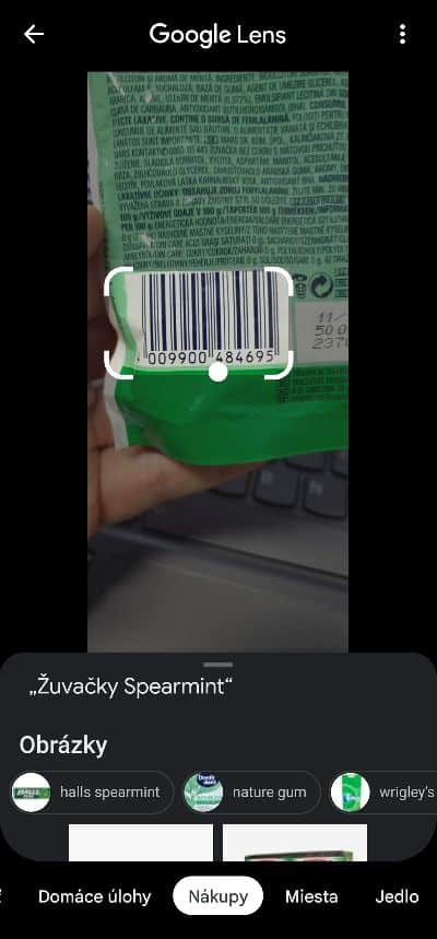funkcia Google Lens zoznimanie ciaroveho kodu