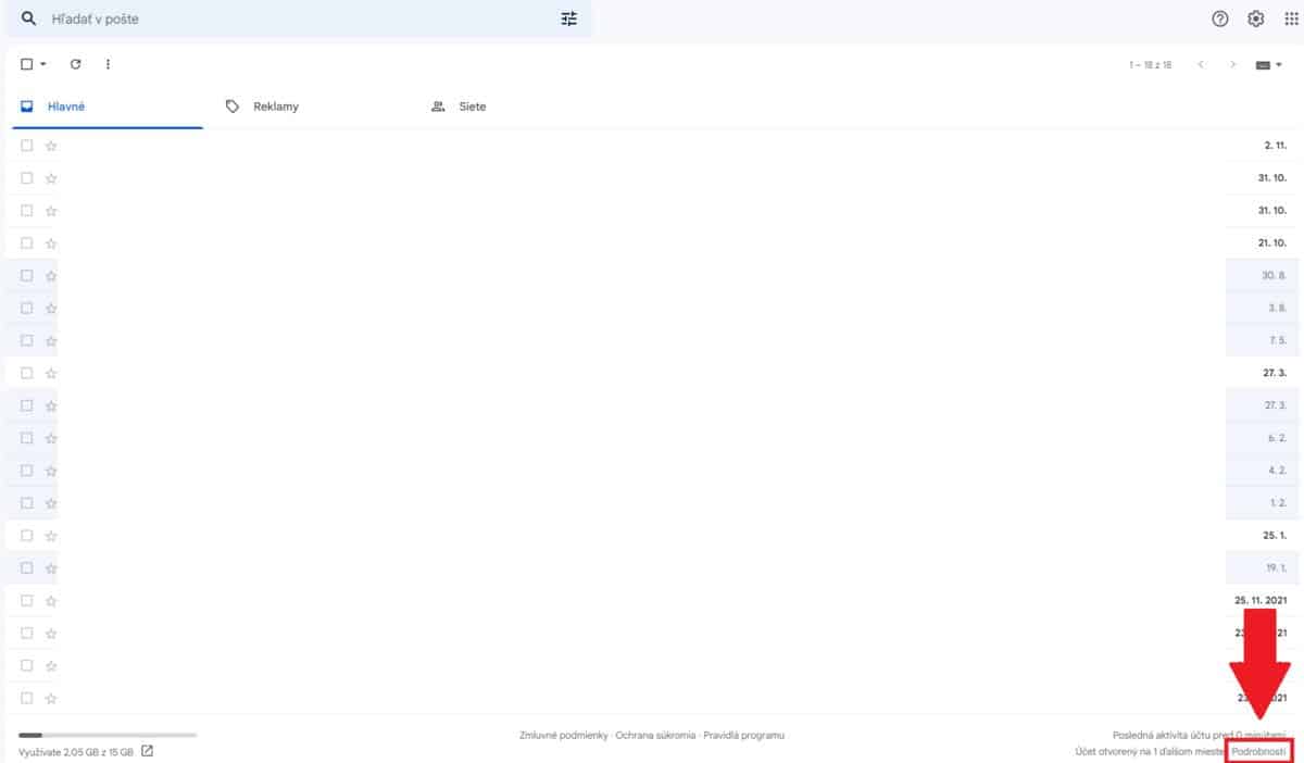 gmail podrobnosti