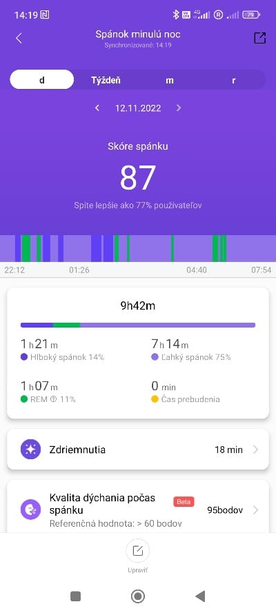 kvalita spánku Zepp life