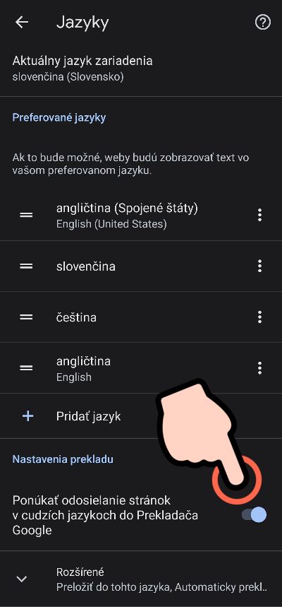 prekladac viet vstavana funkcia Chrome