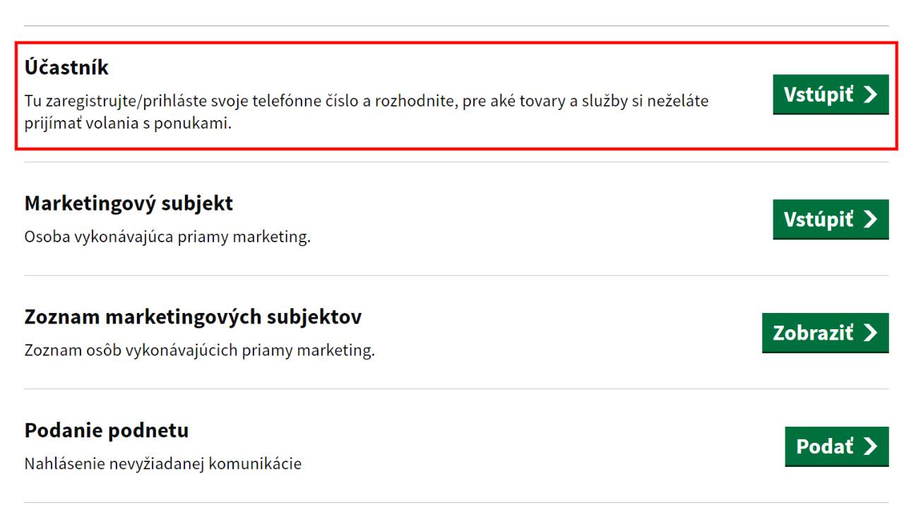 reklamne hovory registracia cisla