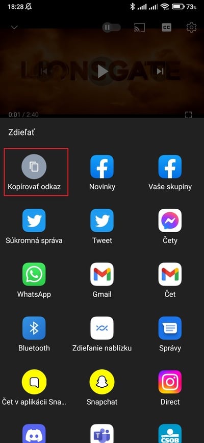 youtube kopírovať odkaz