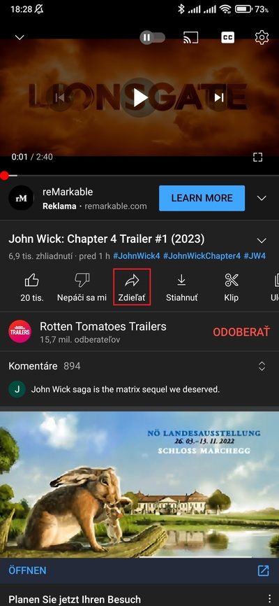 youtube zdieľať