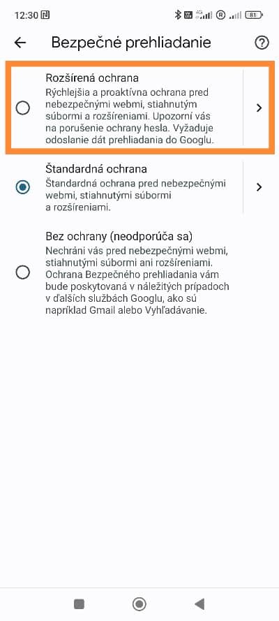 Bezpečné prehliadanie smartfón