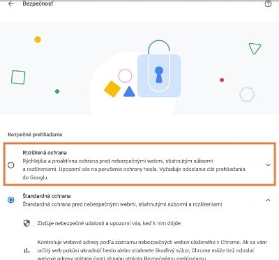 Chrome zvýšenie bezpečnosti