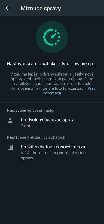 Miznuce spravy WhatsApp