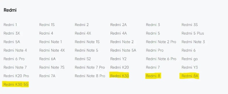 Redmi nepodporované smartfóny 27/12/22