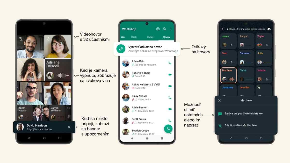 WhatsApp zmeny a vylepsenia hovorov