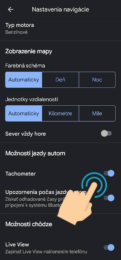 ako zapnut tachometer Google Map_4