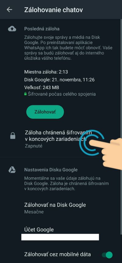 sifrovanie zaloh Gmail
