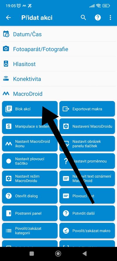 Blok Akcii v MacroDroid