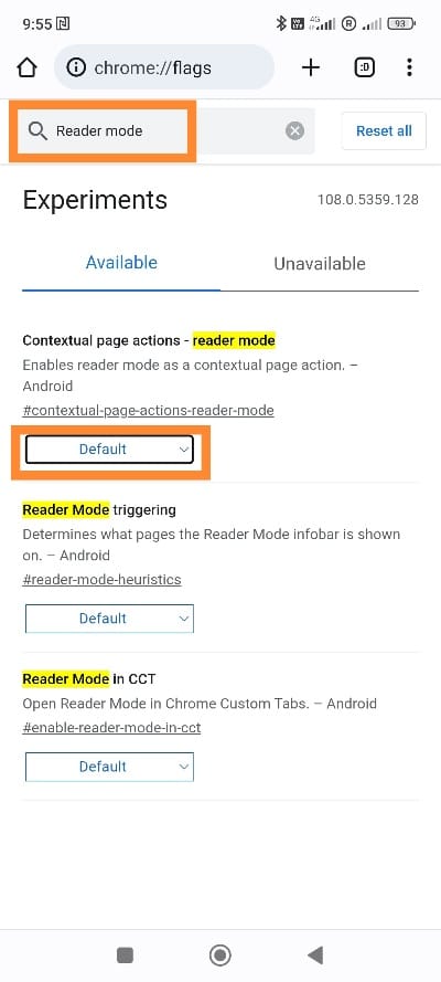 Chrome režim čítania