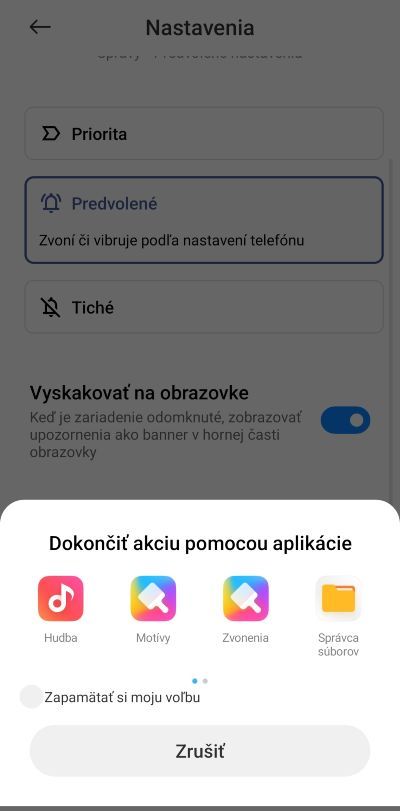 Dokončenie zvuku vyber SMS
