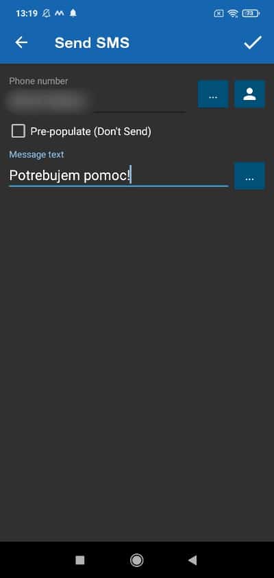MacroDroid poslať SMS