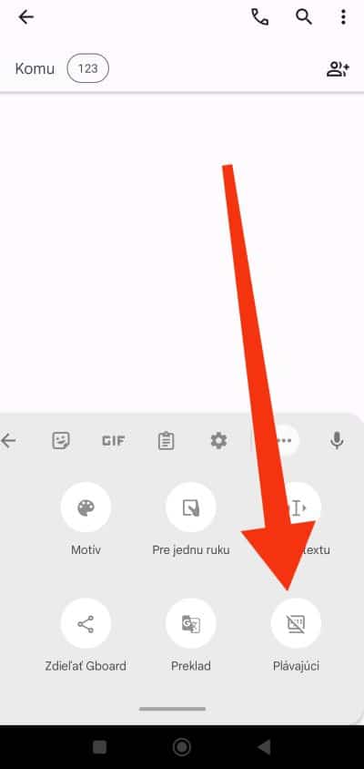 Možnosť plávajúca klávesnica v Androide
