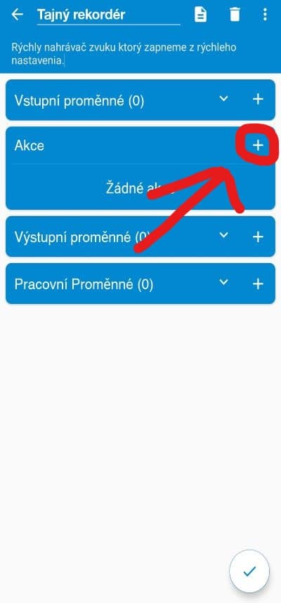 Názov a vloženie Action Blocku upr