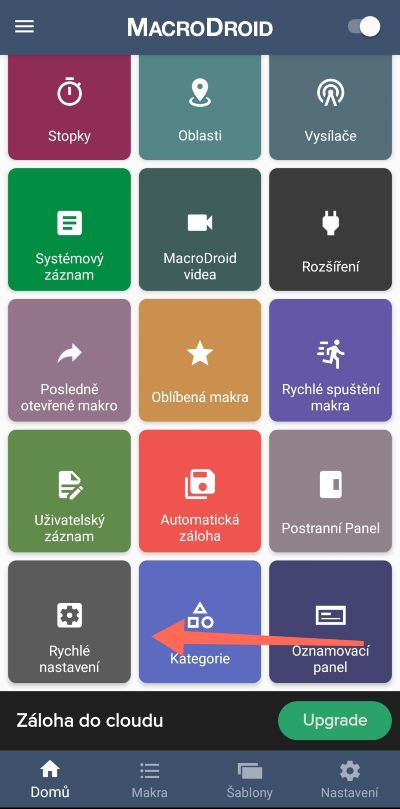 Označenie „Rýchle nastavenia“