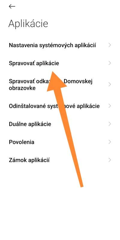 Označenie Spravovať aplikácie Android