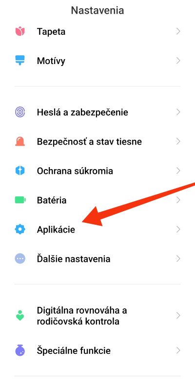 Označenie možnosti Aplikácie